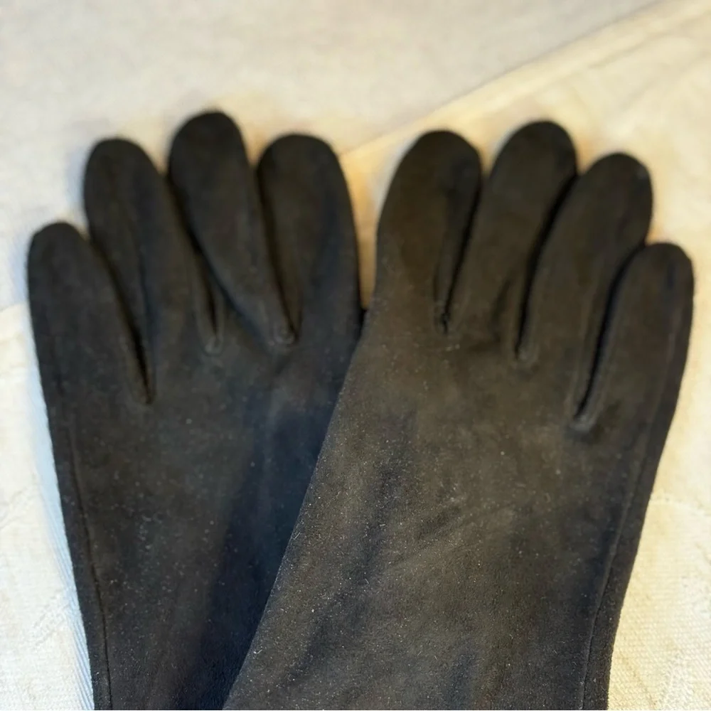 The J Peterman Company Ladies Gloves With Bow Black‎ Size L